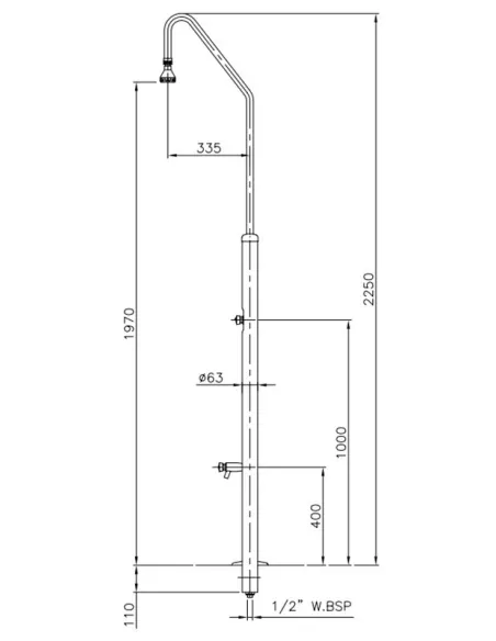 Doccia temporizzata AstralPool con 1 soffione e lavapiedi