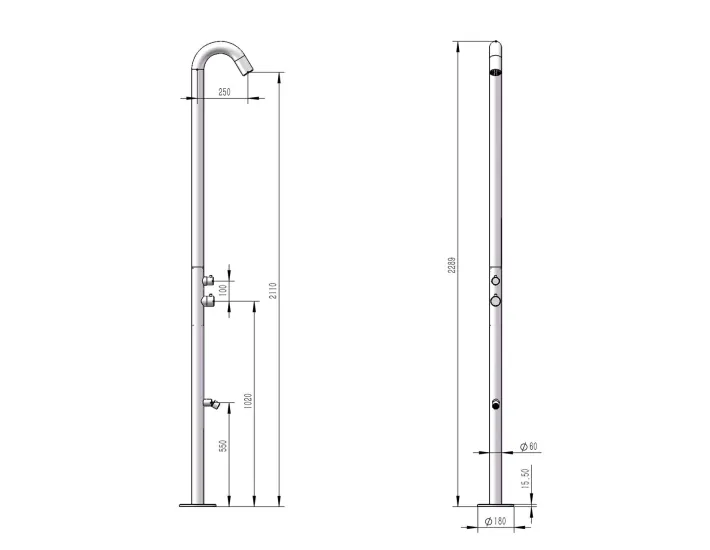 Sined Quartu Doccia in acciaio inox nero opaco...