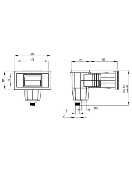 Skimmer Mouth Expansion Square Cover Square Pool Liner and Prefabricated Pool AstralPool