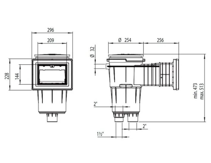Skimmer 17,5L standaard mond langwerpig...