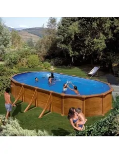 Demountable Swimming Pool Gre Mauritius Oval Wood Imitation 2