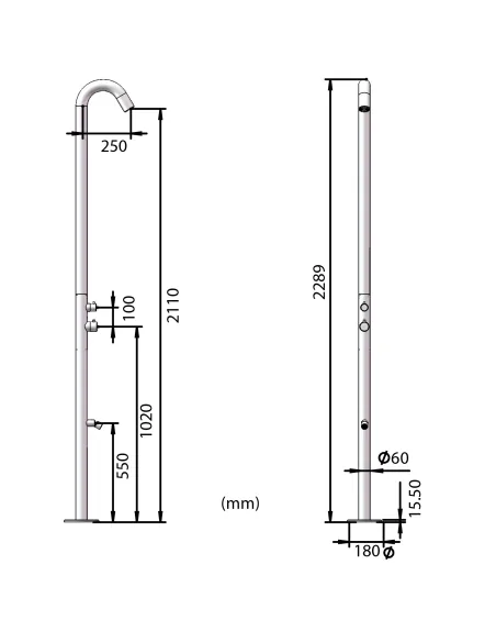 Sined Quartu Rose Gold Chuveiro de Aço Inoxidável com Pedilúvio