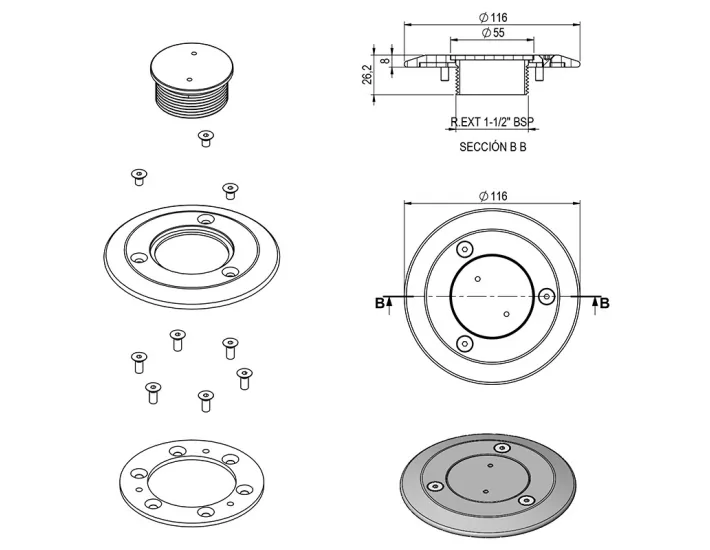 Embellidor Inox filtre aspiració 00332 AstralPool