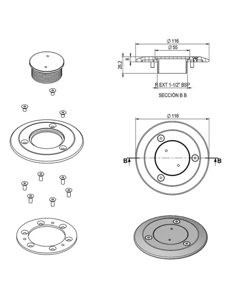 Embellidor Inox filtre aspiració 00332 AstralPool