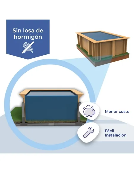 Wooden swimming pool Gre Sunbay Marbella 2 Rectangular 420x270x117