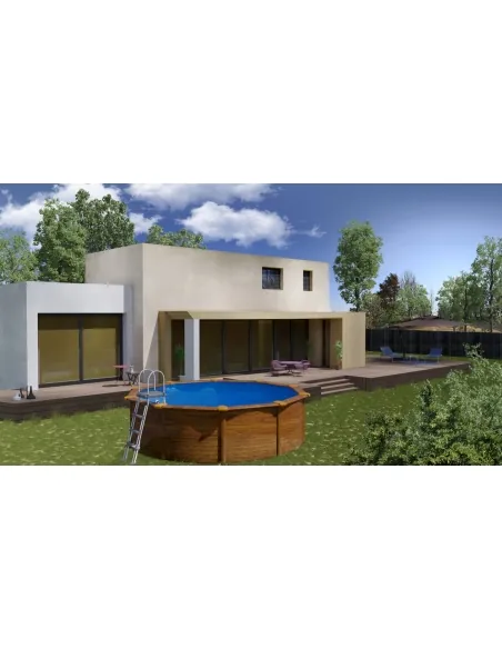 Detachable Swimming Pool Gre Pacific Circular Wood Imitation