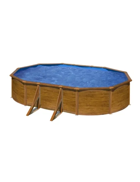 Removable Swimming Pool Gre Pacific Oval Wood Imitation