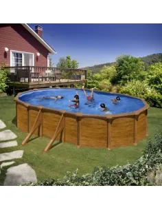 Demountable Swimming Pool Gre Mauritius Oval Wood Imitation